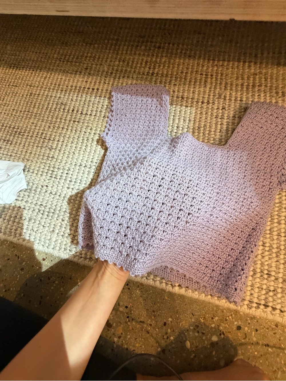 Lavender Crochet Knit Top.